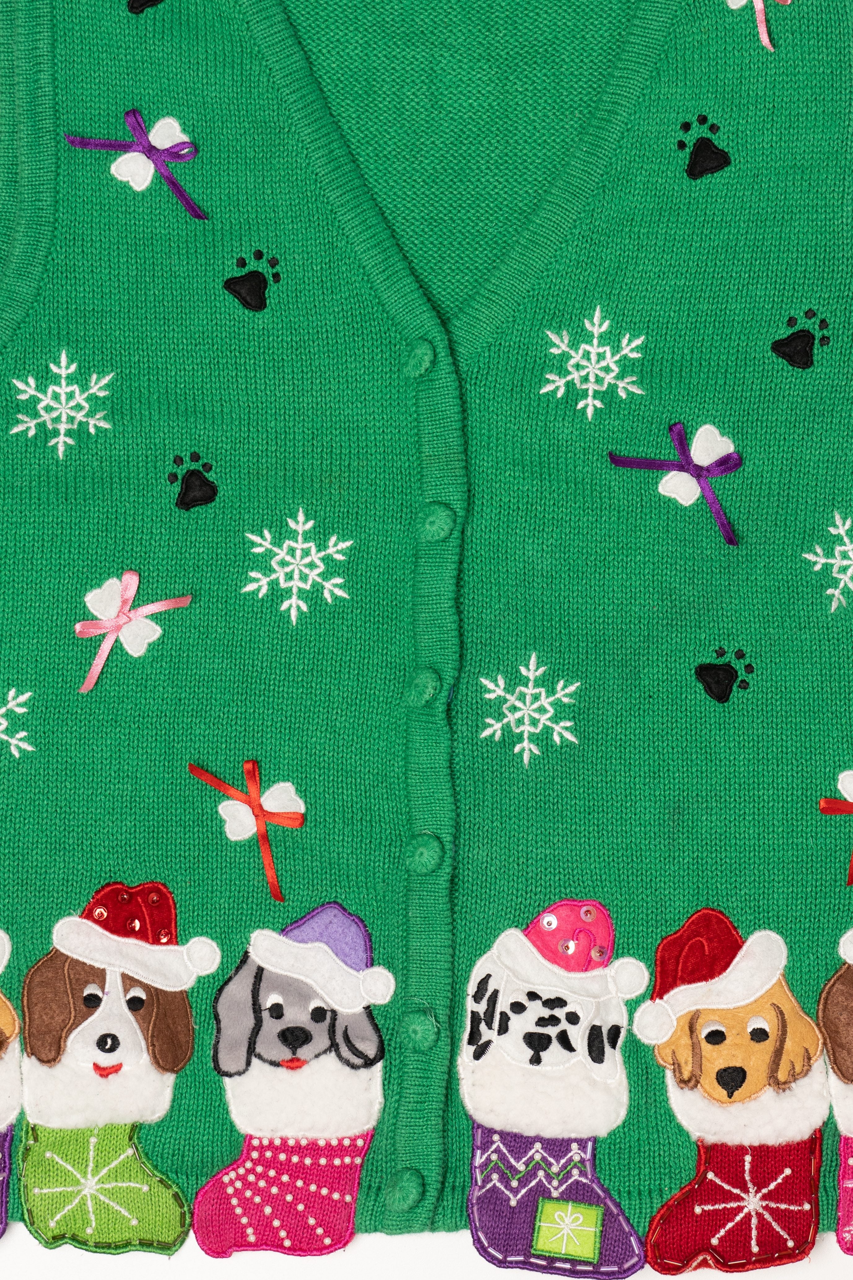 Vintage Green Kim Rogers Dogs Ugly Christmas Vest (2000s)