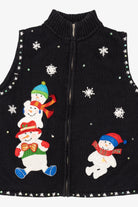 Vintage Black Mercer Street Studio Snowmen Ugly Christmas Vest (2000s)
