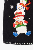 Vintage Black Mercer Street Studio Snowmen Ugly Christmas Vest (2000s)