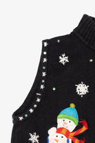 Vintage Black Mercer Street Studio Snowmen Ugly Christmas Vest (2000s)