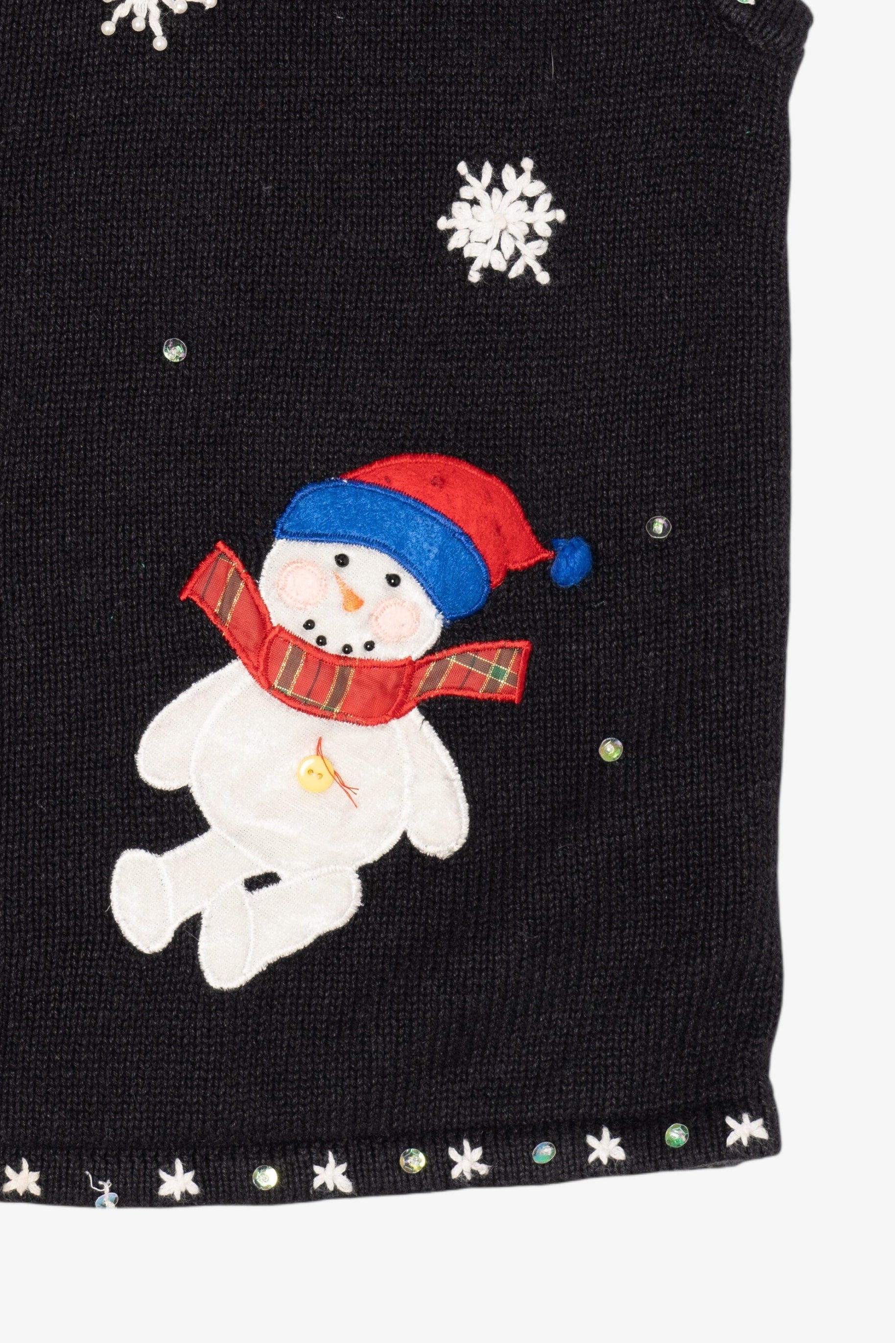Vintage Black Mercer Street Studio Snowmen Ugly Christmas Vest (2000s)