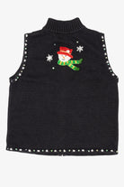 Vintage Black Mercer Street Studio Snowmen Ugly Christmas Vest (2000s)
