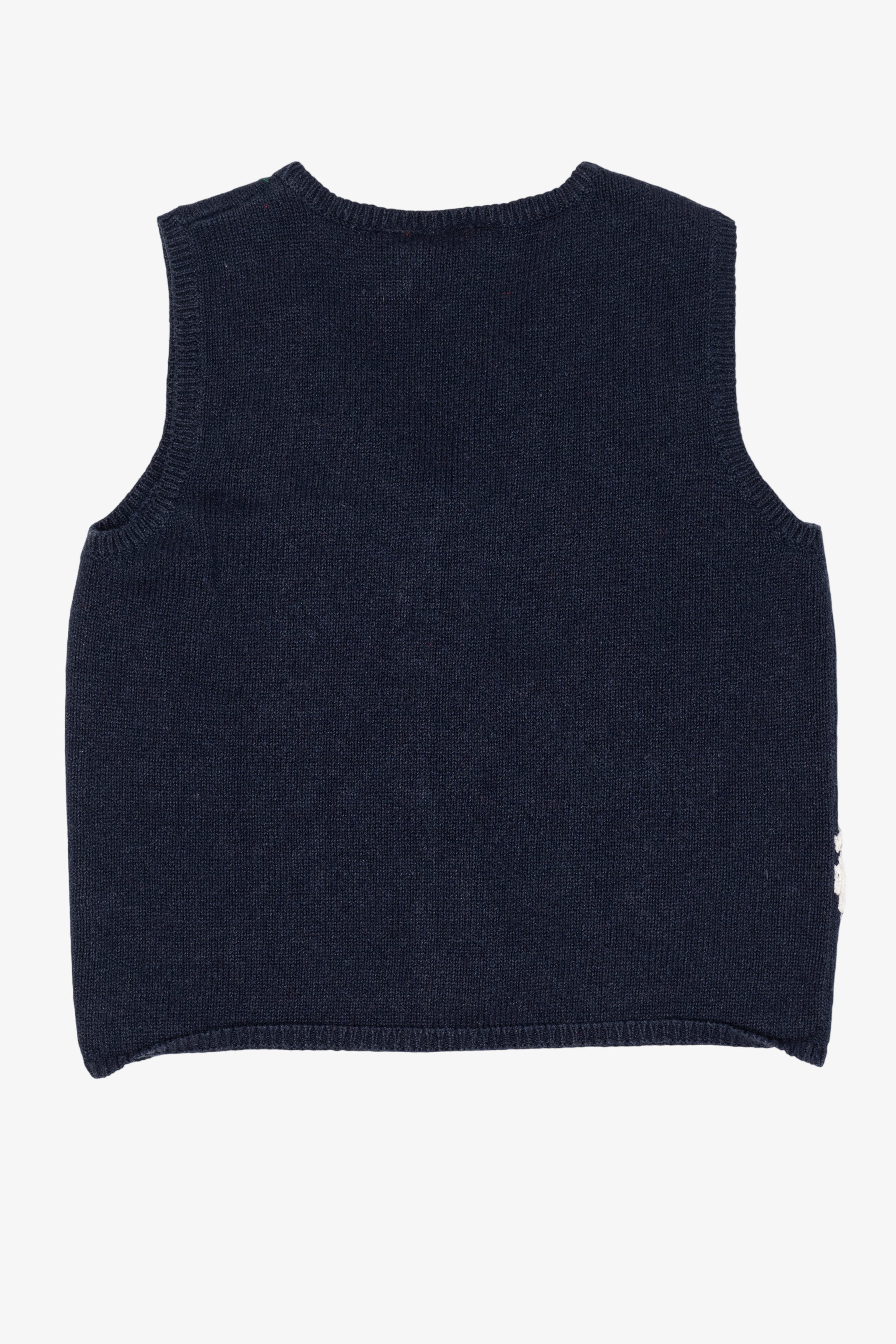 Vintage Navy Blue Capacity Presents Under The Tree Ugly Christmas Vest (1990s)