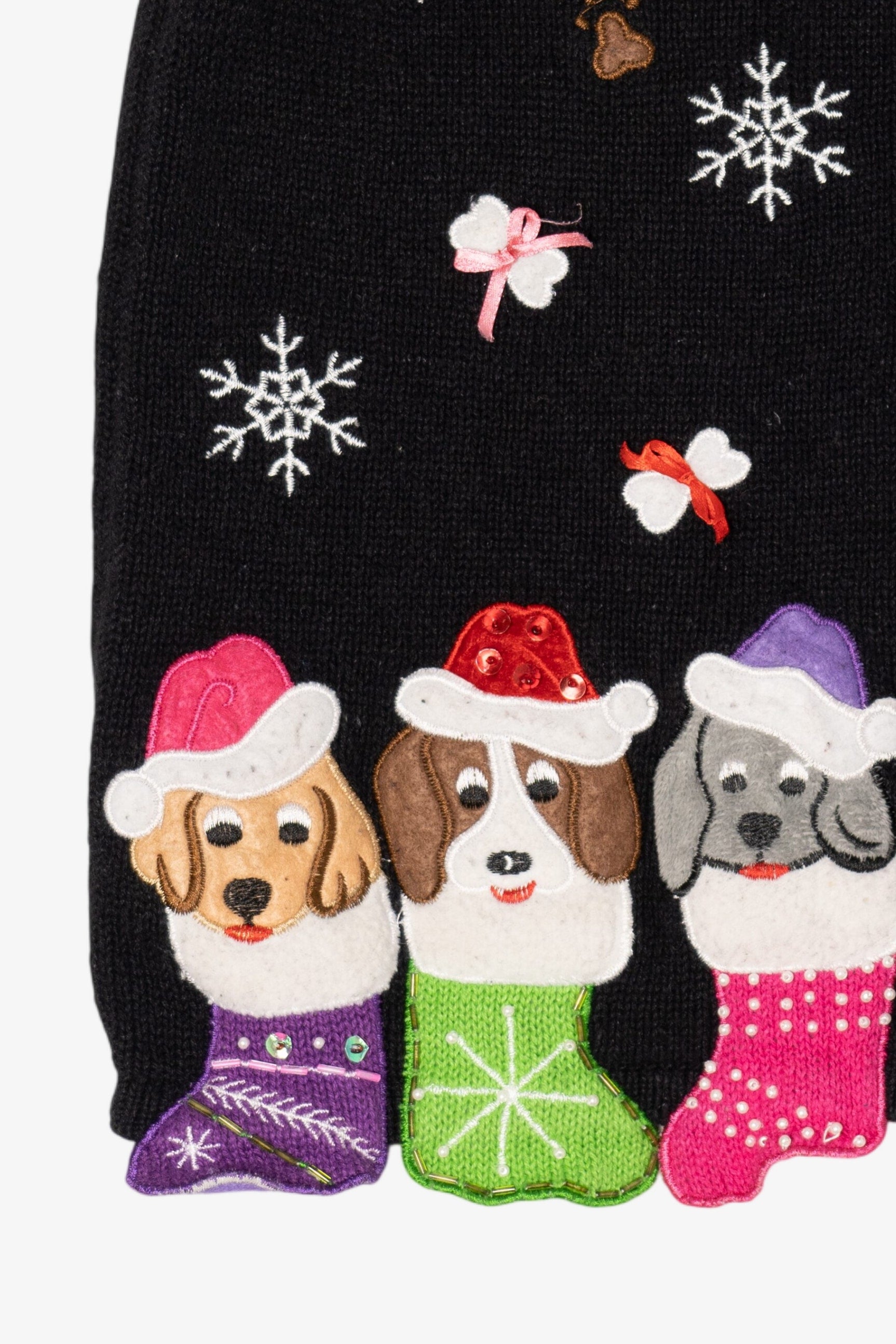 Vintage Black Tiara International Dogs In Stocking Ugly Christmas Vest (2000s)