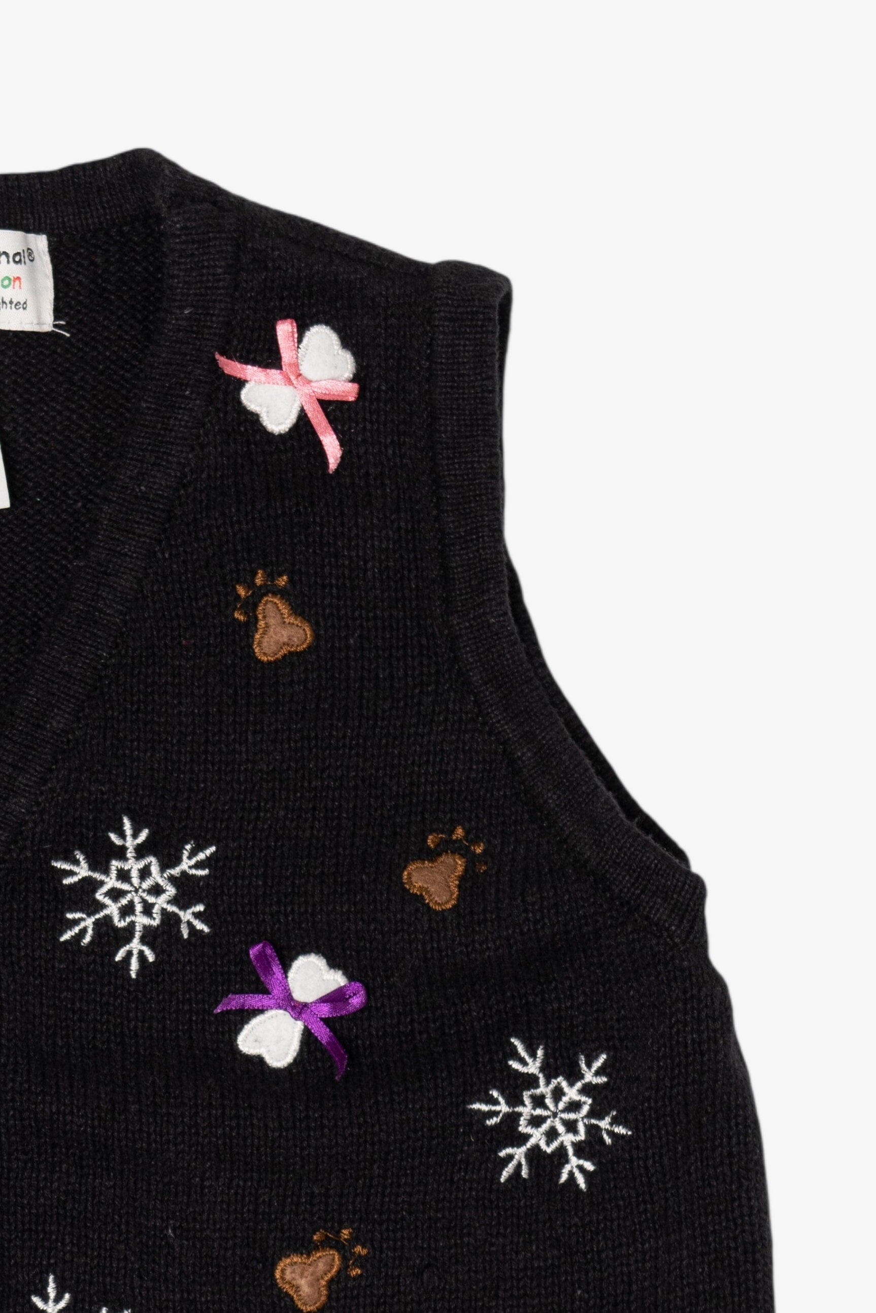 Vintage Black Tiara International Dogs In Stocking Ugly Christmas Vest (2000s)