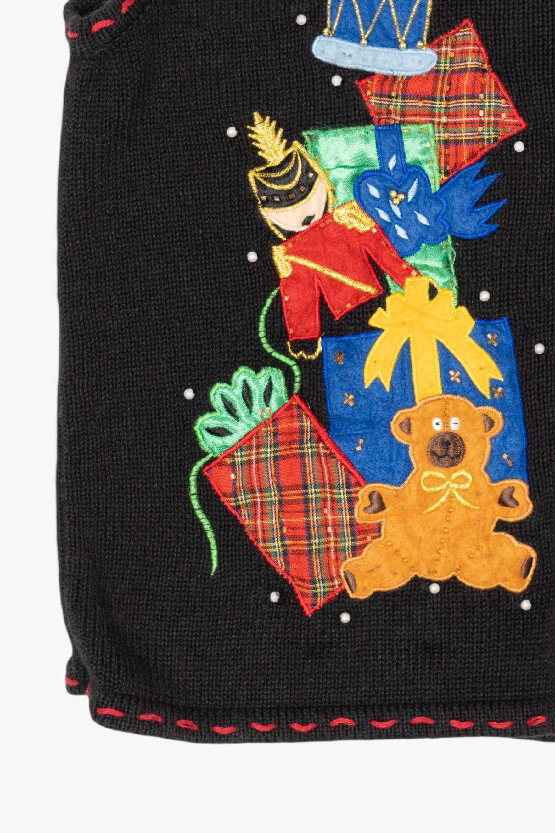 Vintage Black Bobbie Brooks Presents Ugly Christmas Vest (1990s)