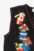 Vintage Black Bobbie Brooks Presents Ugly Christmas Vest (1990s)