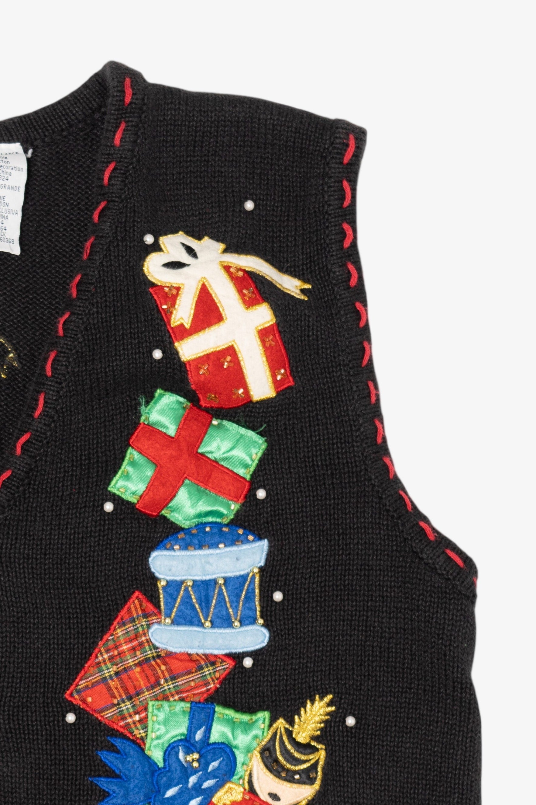 Vintage Black Bobbie Brooks Presents Ugly Christmas Vest (1990s)