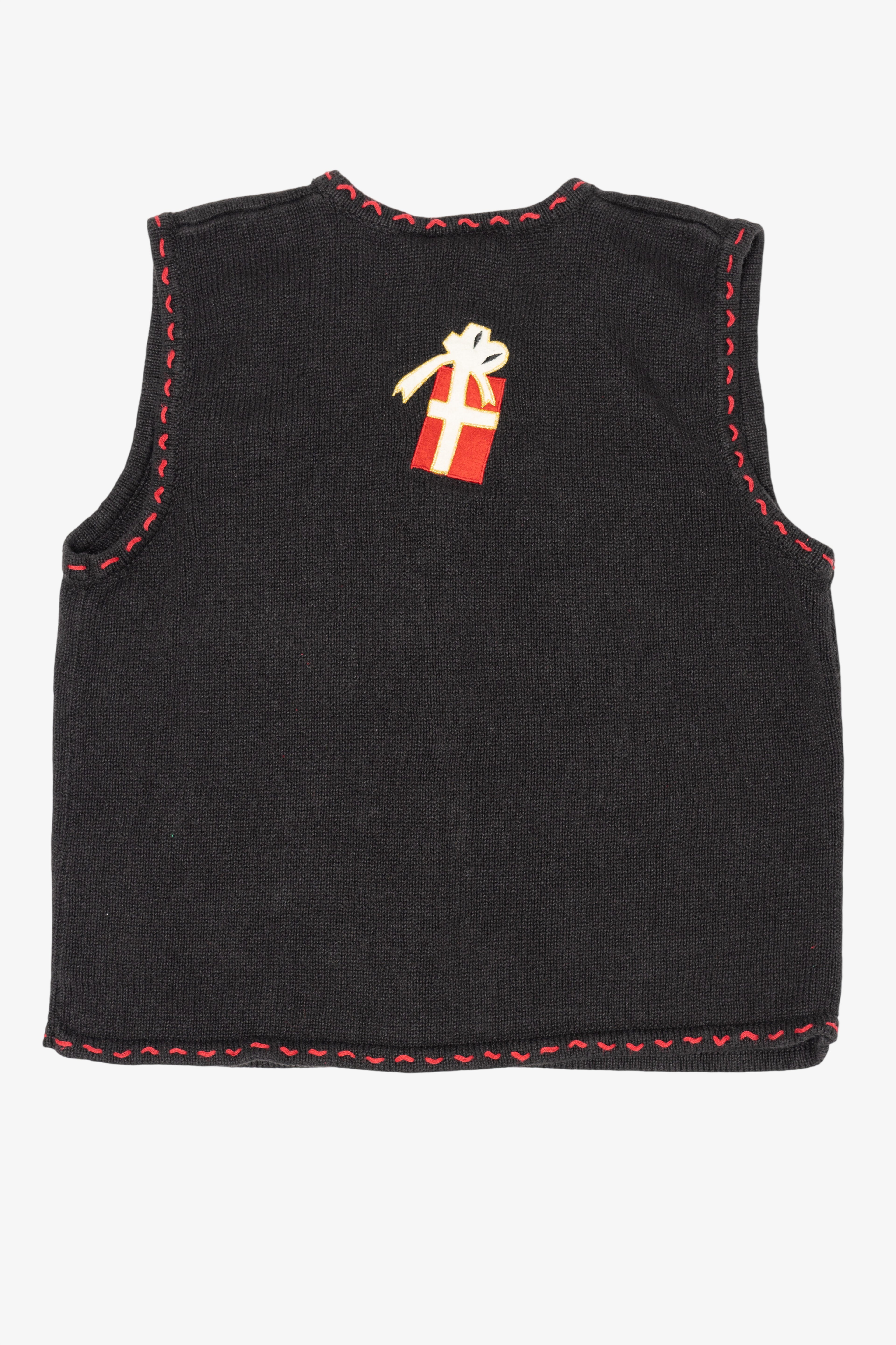 Vintage Black Bobbie Brooks Presents Ugly Christmas Vest (1990s)