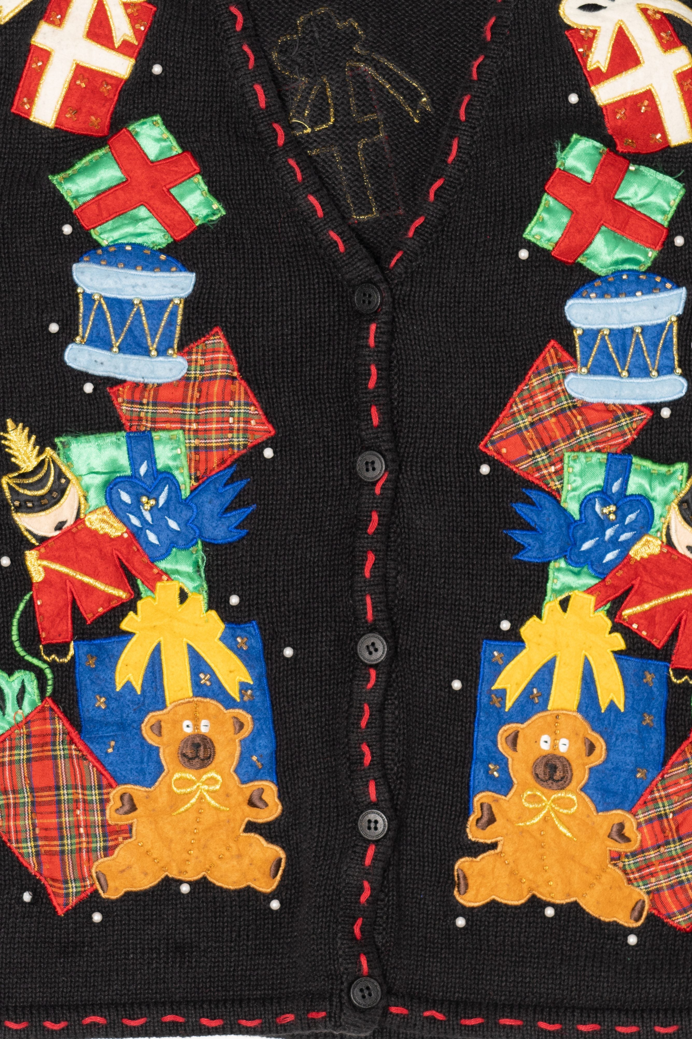 Vintage Black Bobbie Brooks Presents Ugly Christmas Vest (1990s)