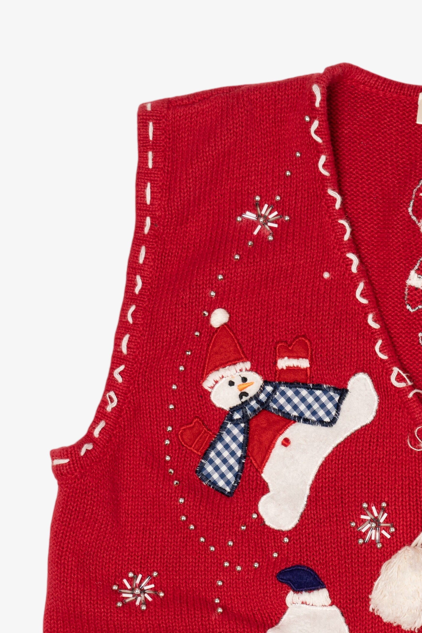 Vintage Red Bobbie Brooks Snowmen Ugly Christmas Vest (1990s)