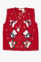 Vintage Red Bobbie Brooks Snowmen Ugly Christmas Vest (1990s)