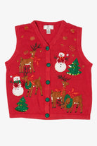 Vintage Red Lisa International Reindeer Christmas Vest (1990s)