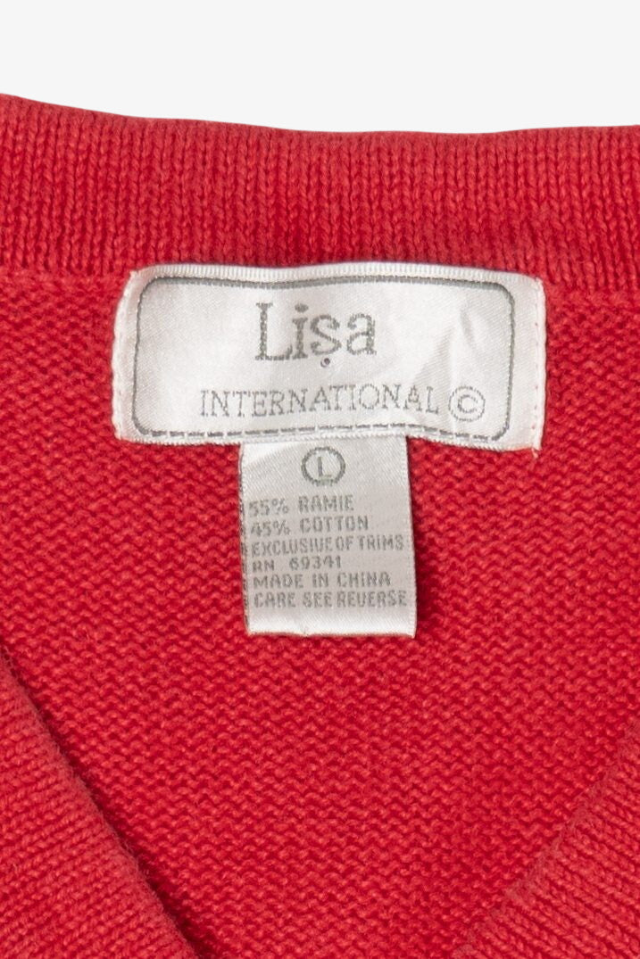 Vintage Red Lisa International Reindeer Christmas Vest (1990s)