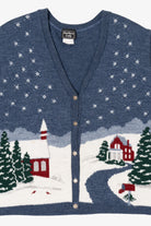 Vintage Blue Southern Lady Snowy Landscape Ugly Christmas Vest (1980s)