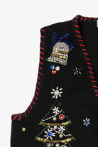 Vintage Black Carolyn Taylor Ugly Christmas Vest (1990s)