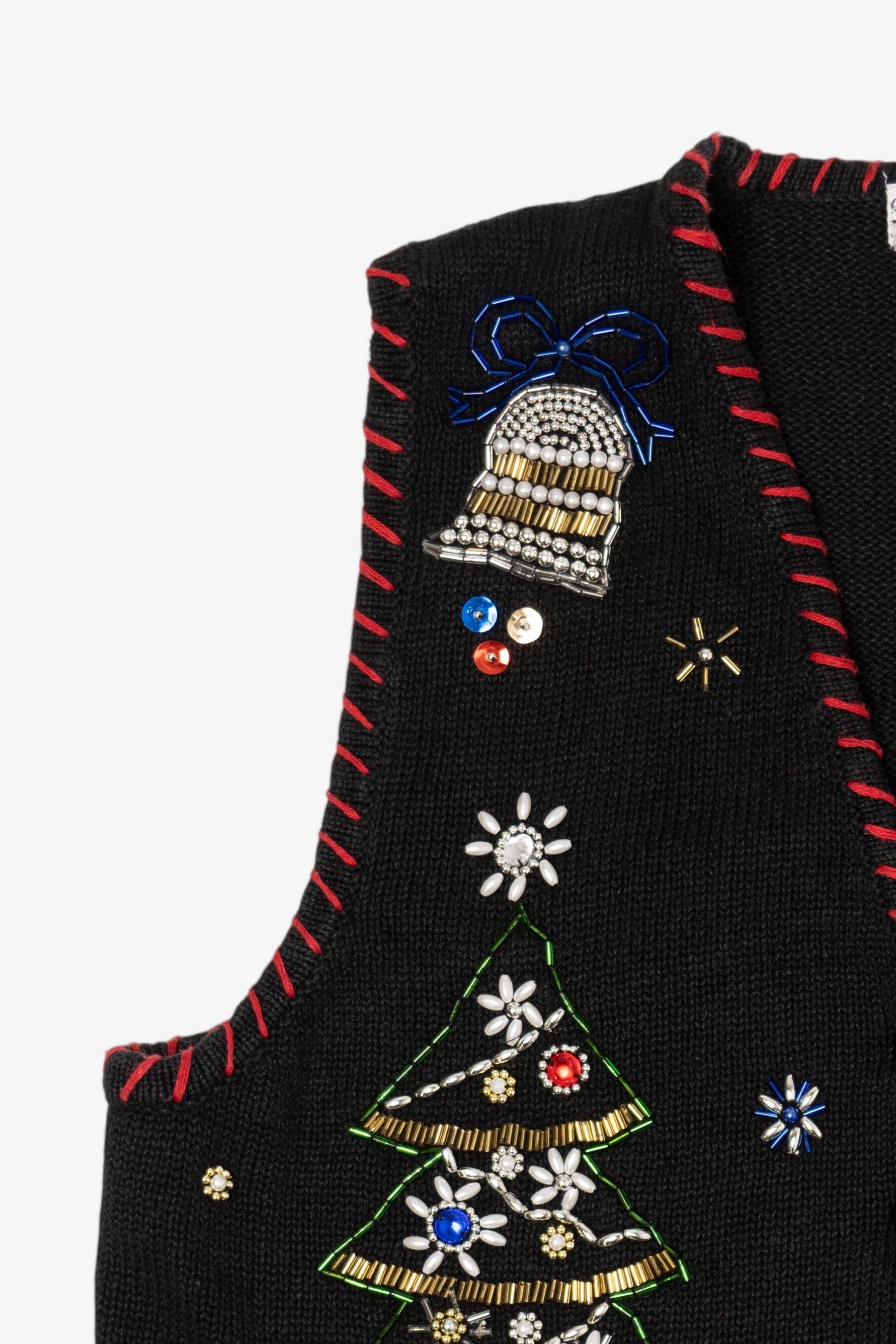 Vintage Black Carolyn Taylor Ugly Christmas Vest (1990s)
