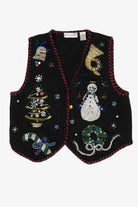 Vintage Black Carolyn Taylor Ugly Christmas Vest (1990s)