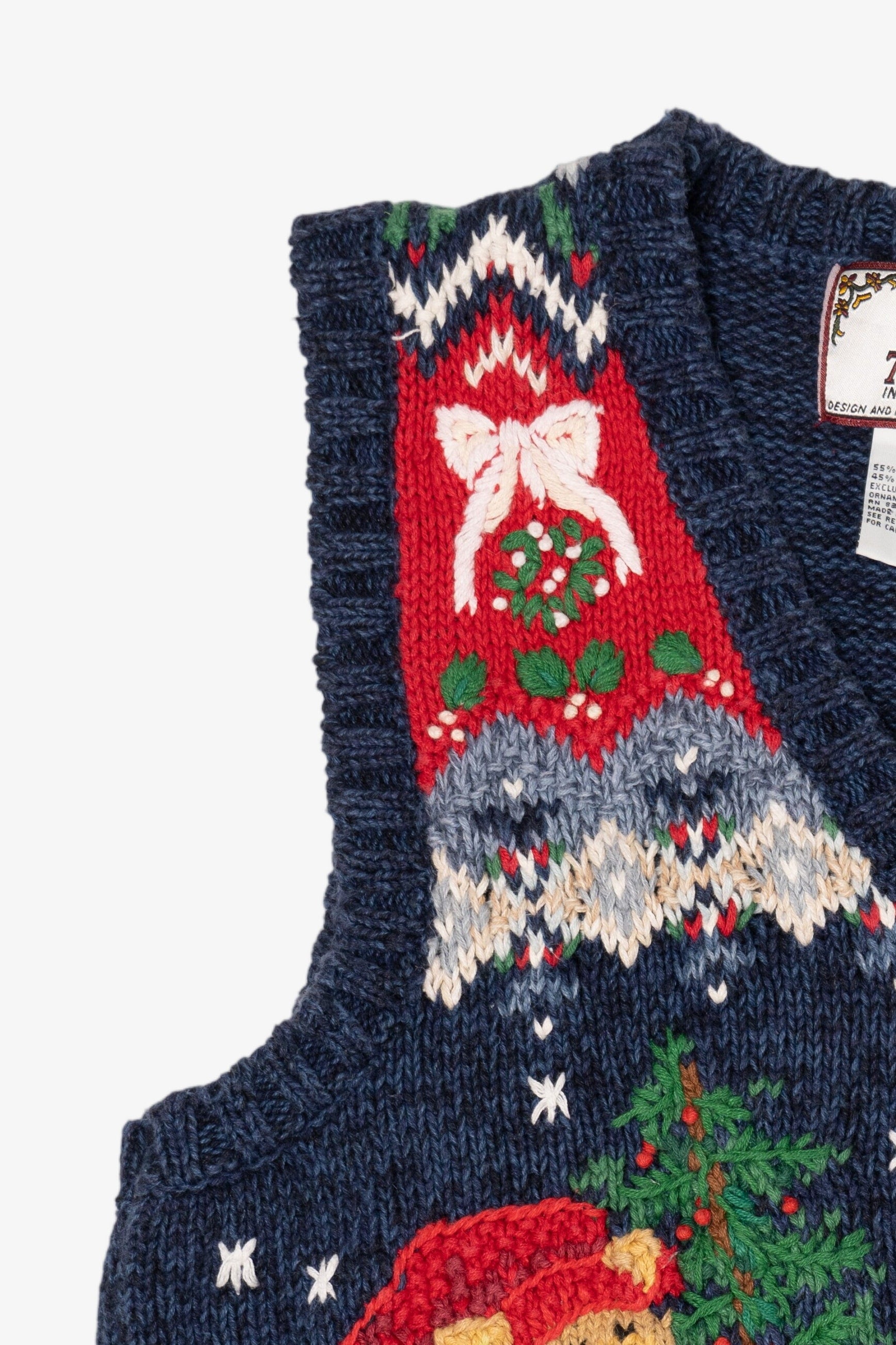 Vintage Blue Tiara International Teddy Bears Ugly Christmas Vest (1990s)