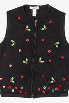 Vintage Black Bechamel Buttons Ugly Christmas Vest (1990s)