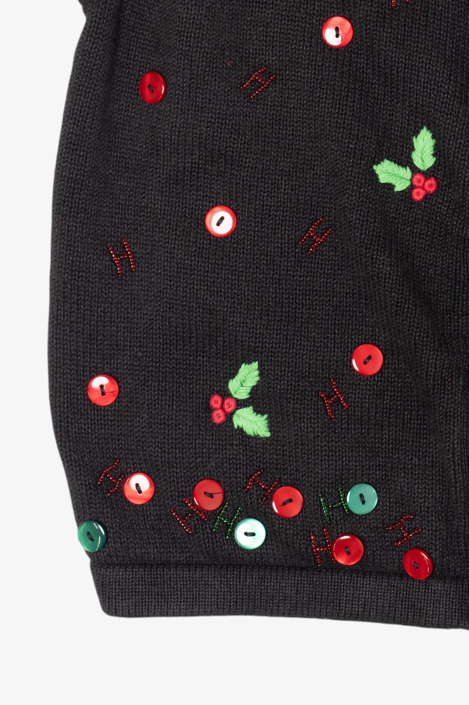 Vintage Black Bechamel Buttons Ugly Christmas Vest (1990s)