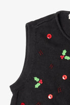 Vintage Black Bechamel Buttons Ugly Christmas Vest (1990s)