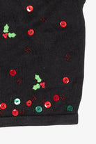 Vintage Black Bechamel Buttons Ugly Christmas Vest (1990s)