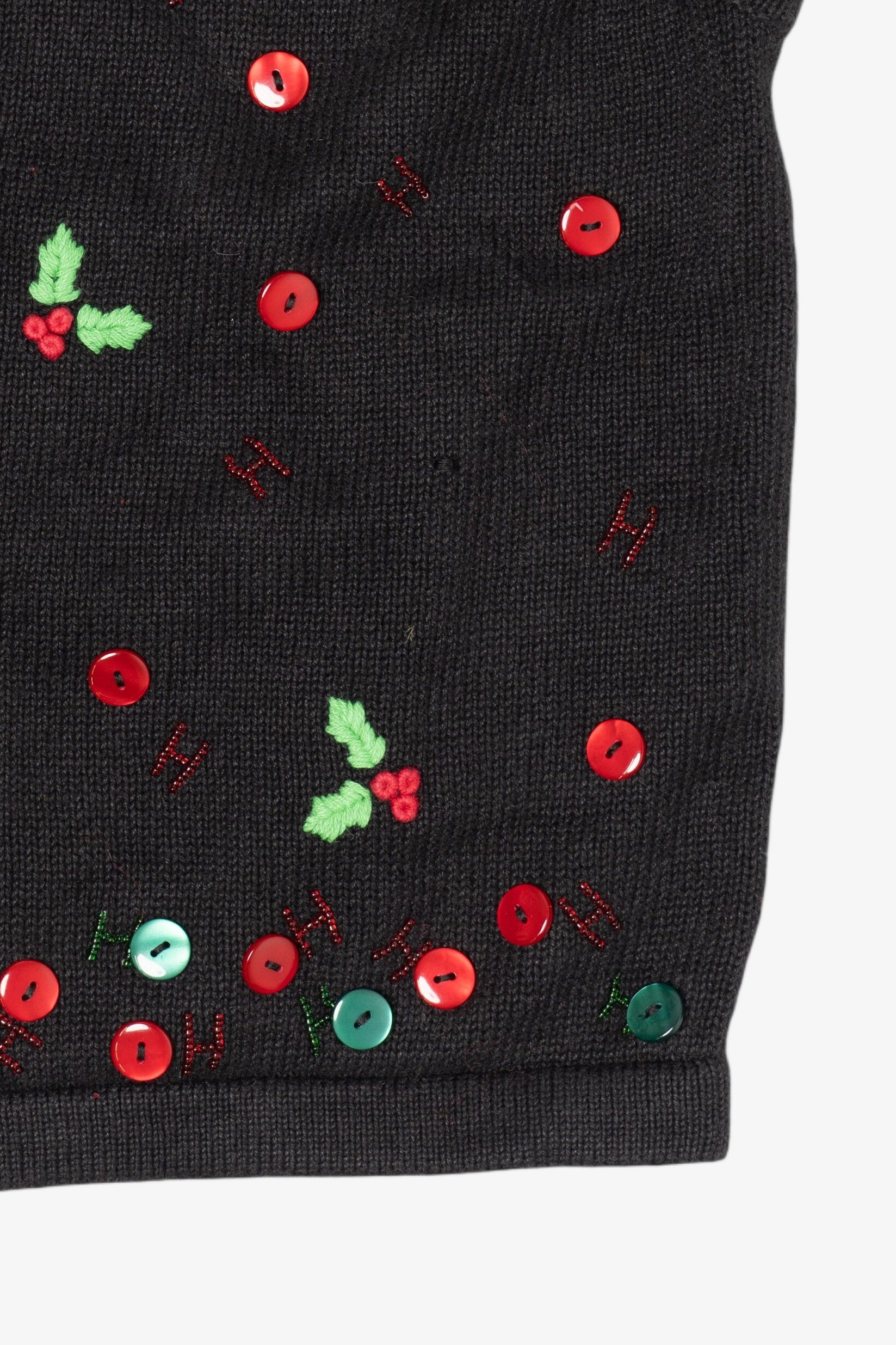 Vintage Black Bechamel Buttons Ugly Christmas Vest (1990s)
