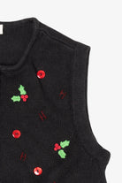 Vintage Black Bechamel Buttons Ugly Christmas Vest (1990s)