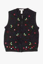 Vintage Black Bechamel Buttons Ugly Christmas Vest (1990s)