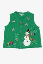 Vintage Green Carly St. Claire Snowmen Christmas Vest (1990s)