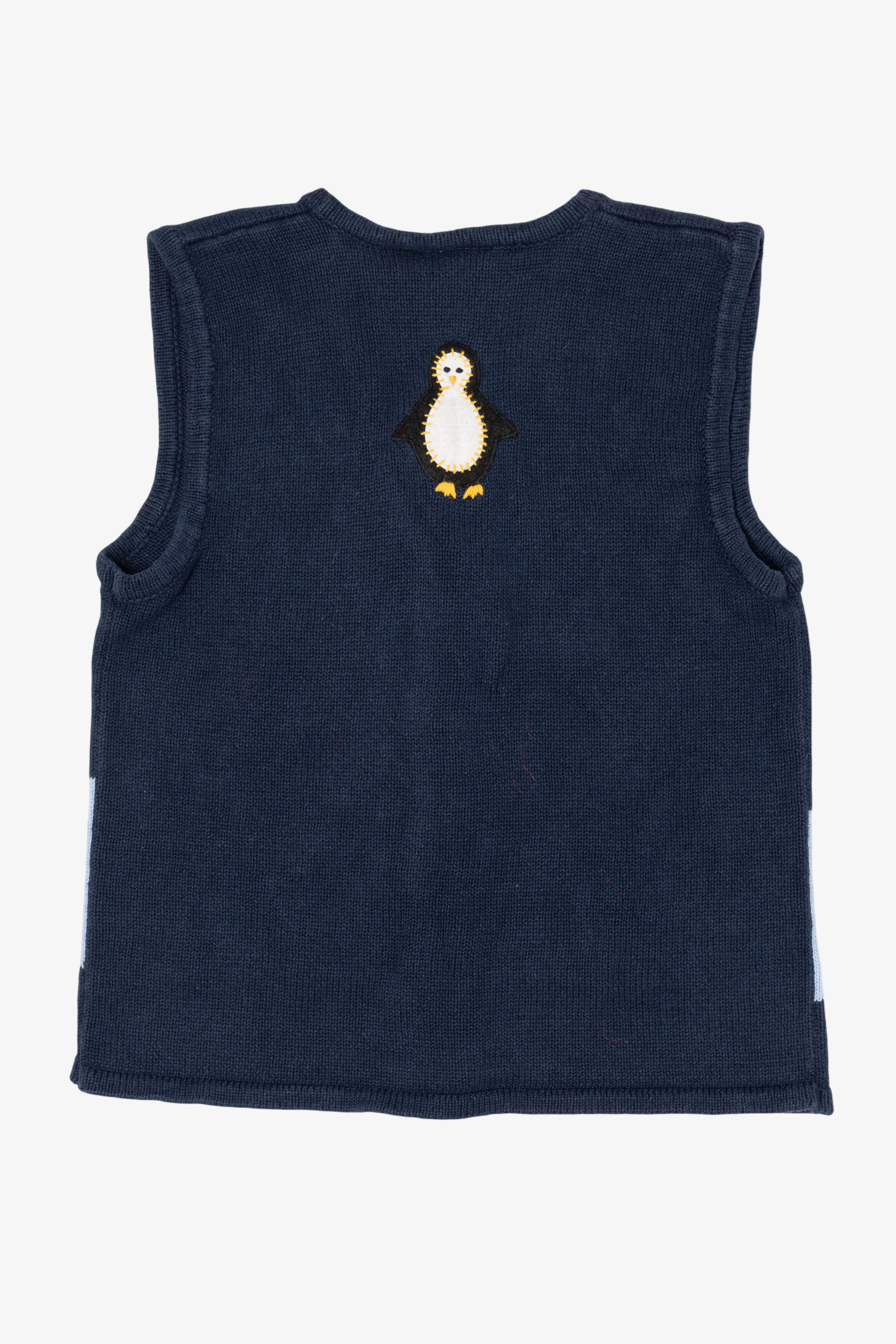 Vintage Navy Blue Bobbie Brooks Penguins Ugly Christmas Vest (1990s)
