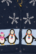 Vintage Navy Blue Bobbie Brooks Penguins Ugly Christmas Vest (1990s)