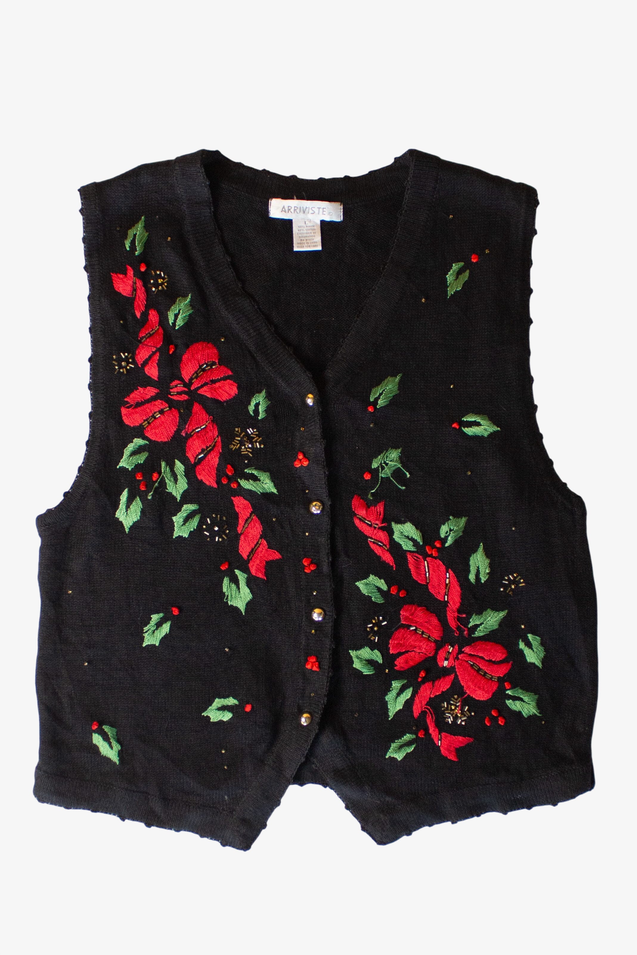 Vintage Black Bows Ugly Christmas Vest (1990s)