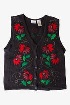 Vintage Black Flowers Ugly Christmas Vest (1990s)