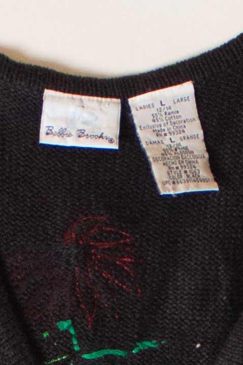 Vintage Black Flowers Ugly Christmas Vest (1990s)