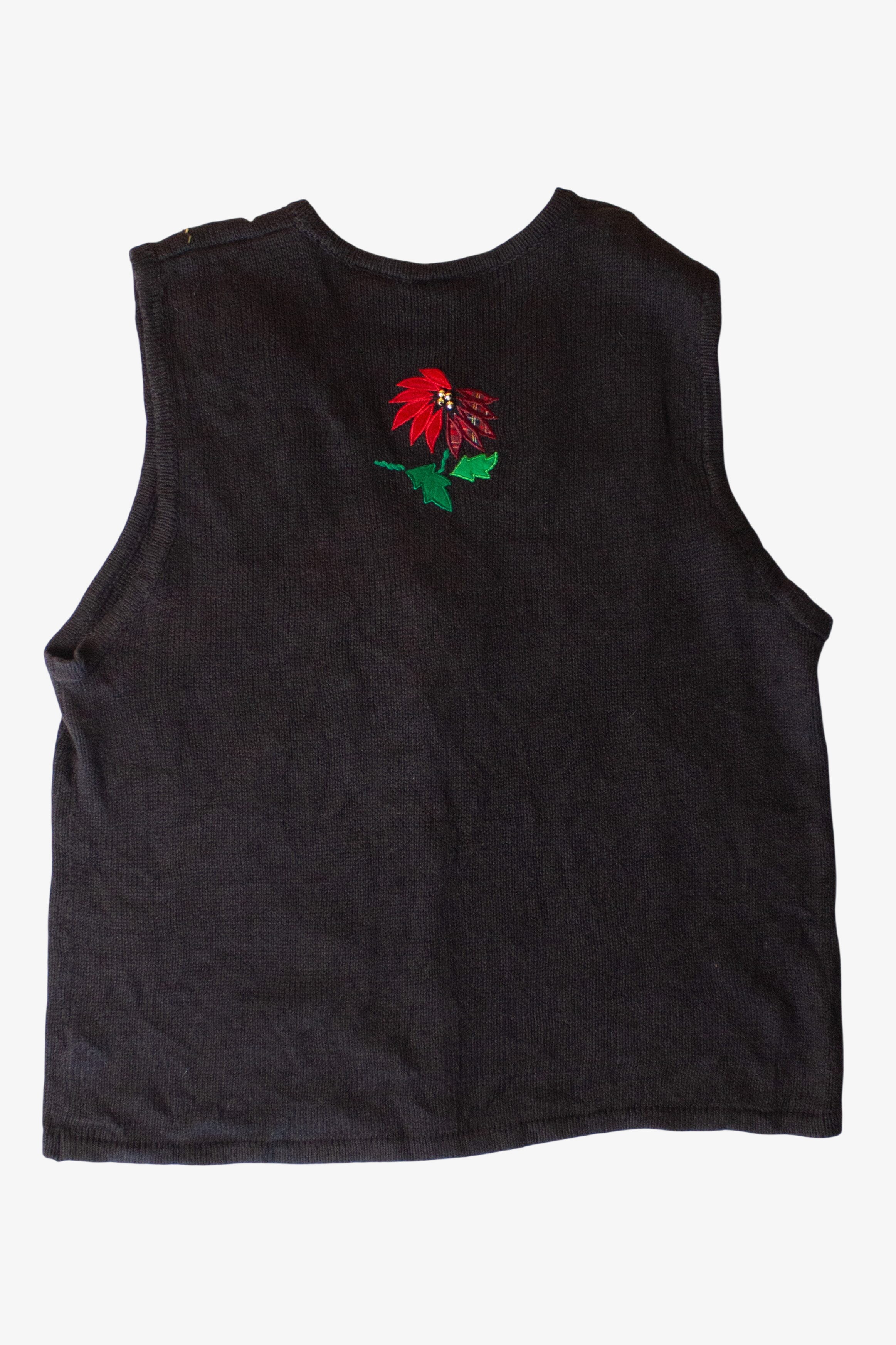 Vintage Black Flowers Ugly Christmas Vest (1990s)
