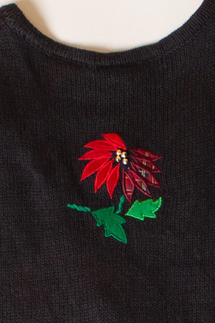 Vintage Black Flowers Ugly Christmas Vest (1990s)