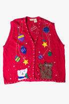 Vintage Cats And Ornaments Christmas Vest (1990s)