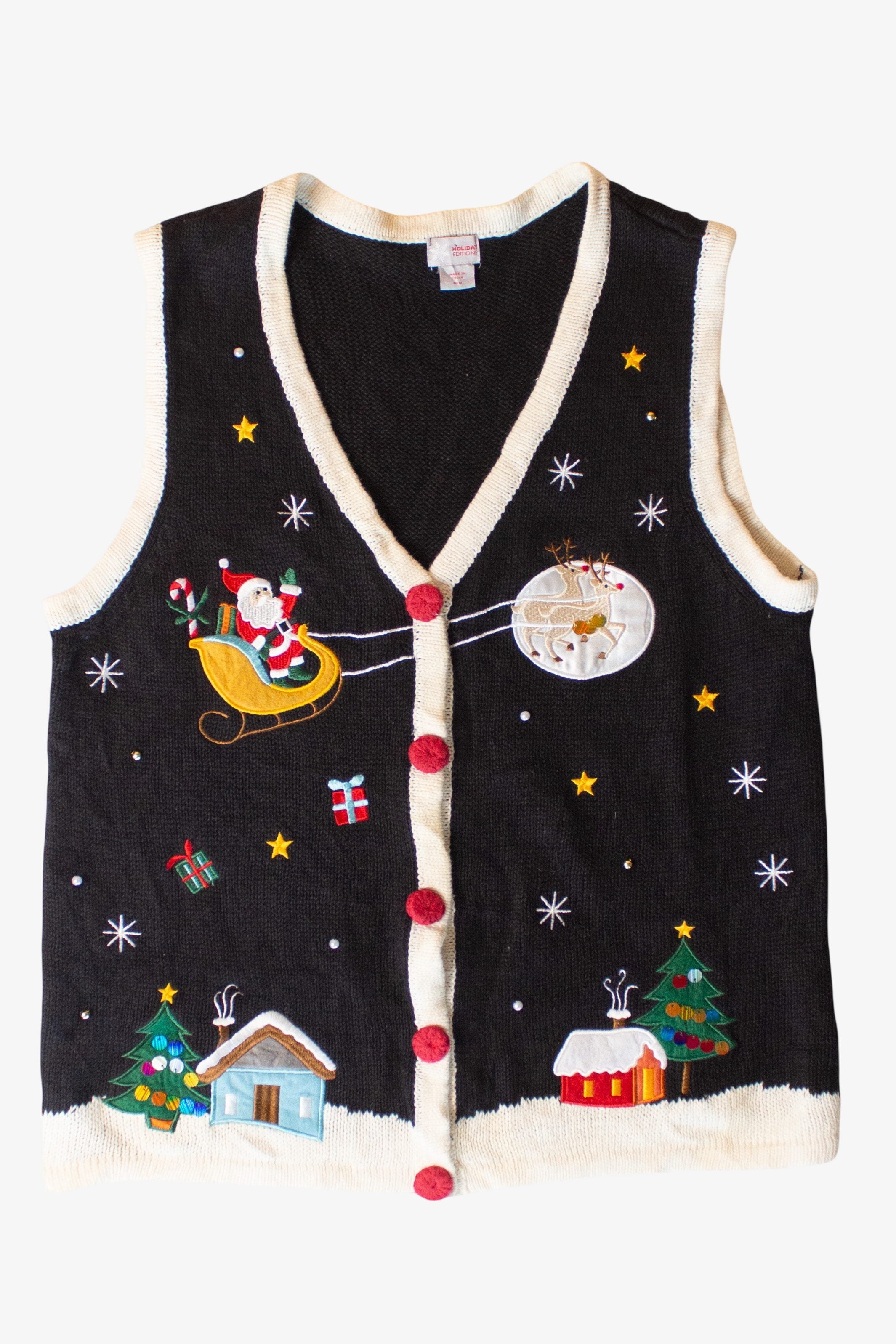 Vintage Santa Sleigh Ugly Christmas Vest (2000s)