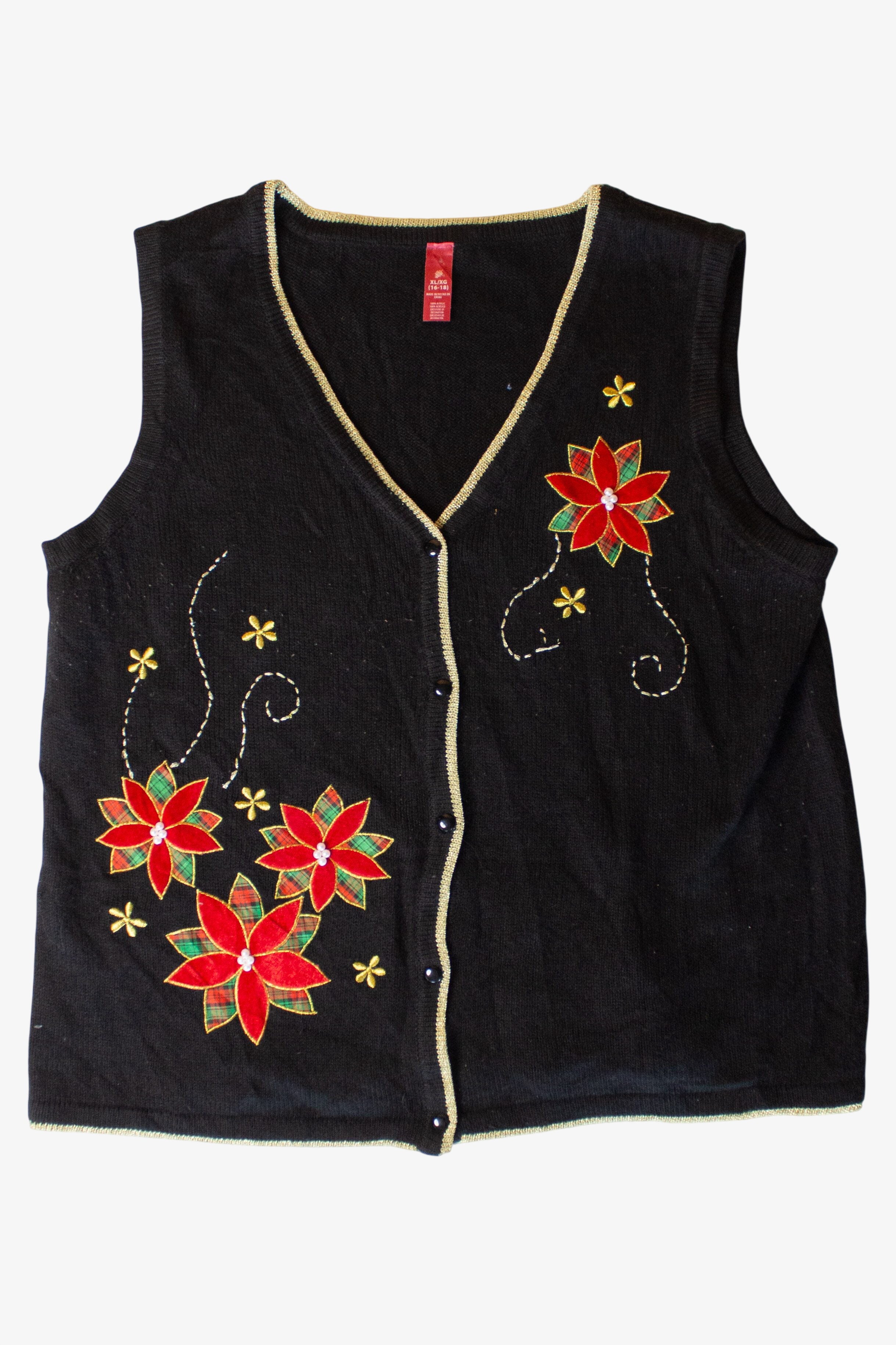 Black Flowers Ugly Christmas Vest (2010s)