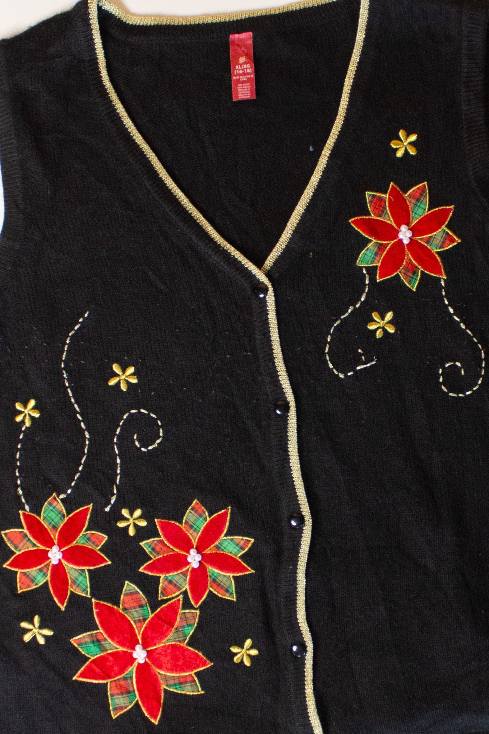 Black Flowers Ugly Christmas Vest (2010s)
