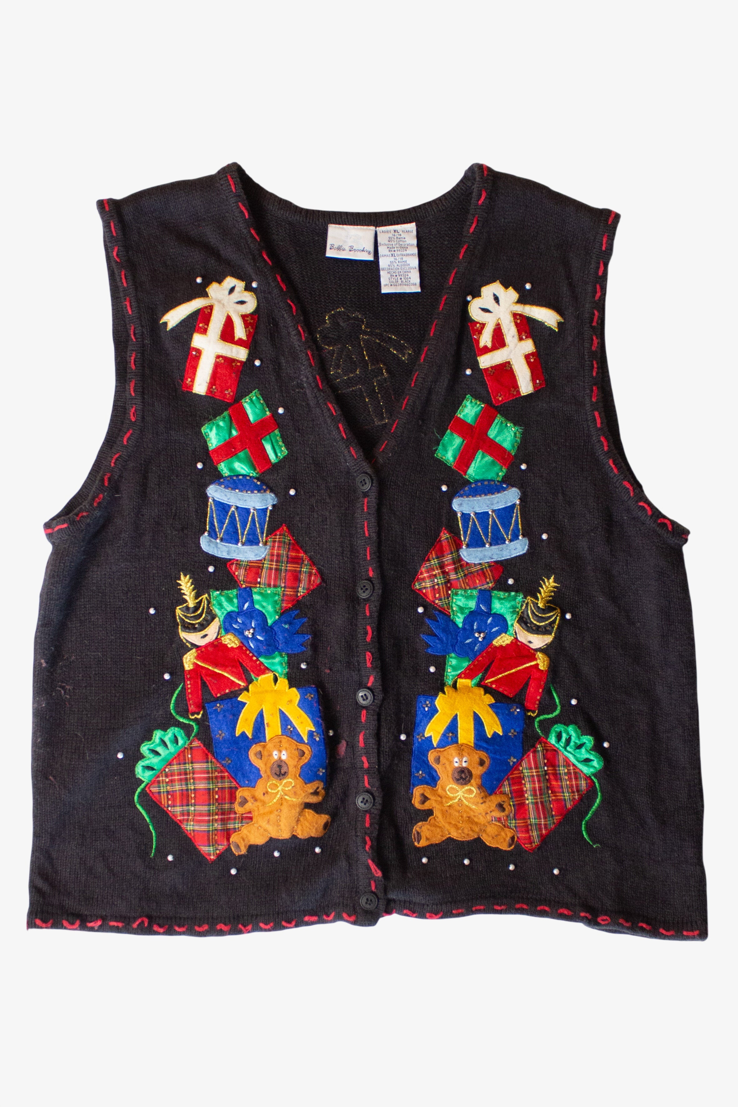 Vintage Black Presents Ugly Christmas Vest (1990s)