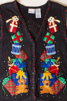 Vintage Black Presents Ugly Christmas Vest (1990s)