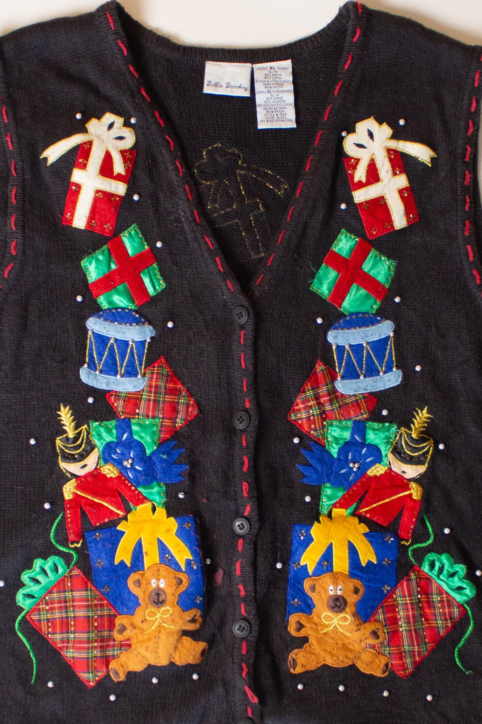 Vintage Black Presents Ugly Christmas Vest (1990s)