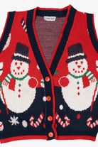 Vintage Navy Blue Cabin Creek Snowmen Ugly Christmas Vest (1990s)