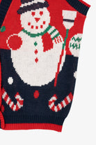 Vintage Navy Blue Cabin Creek Snowmen Ugly Christmas Vest (1990s)