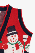 Vintage Navy Blue Cabin Creek Snowmen Ugly Christmas Vest (1990s)