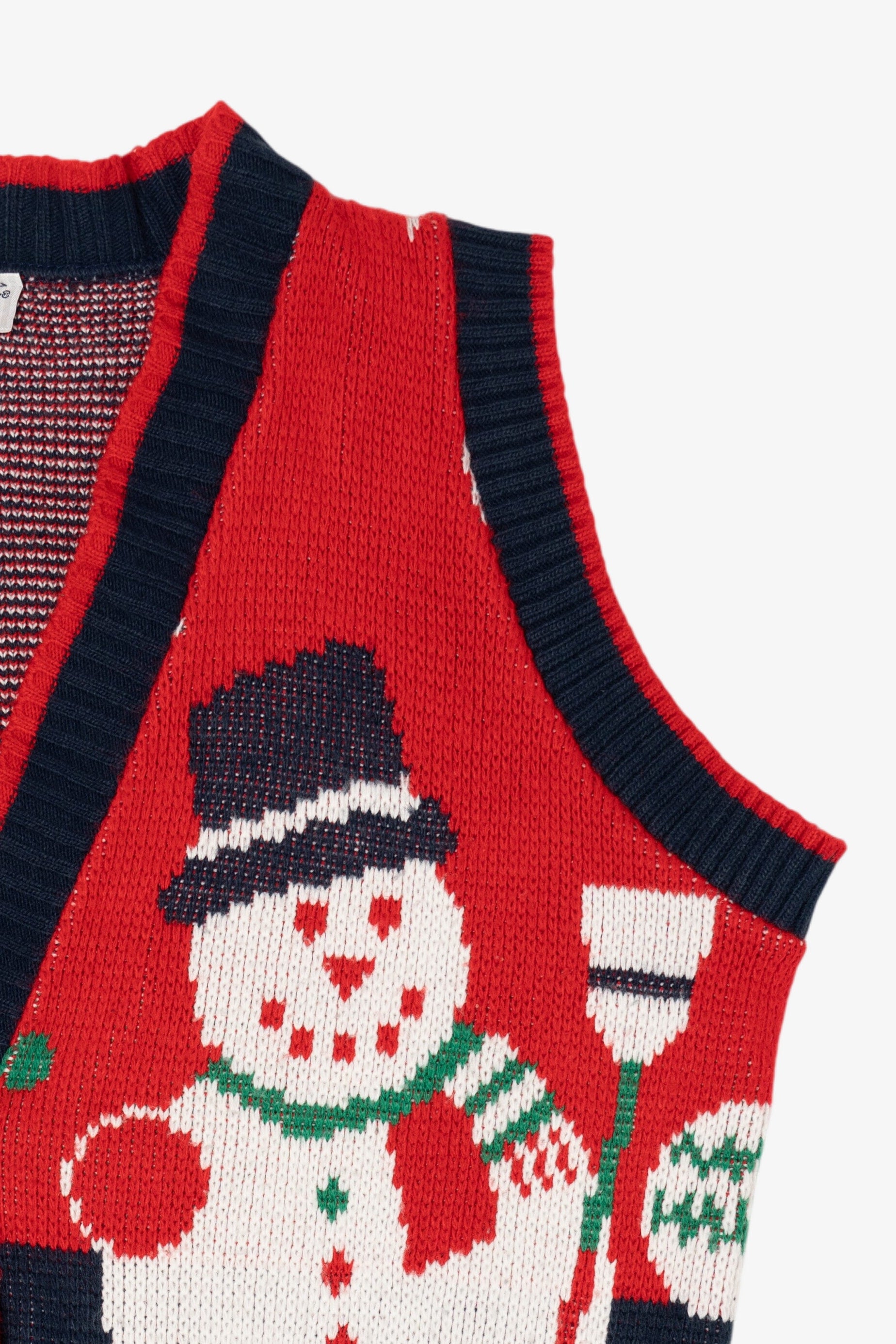 Vintage Navy Blue Cabin Creek Snowmen Ugly Christmas Vest (1990s)