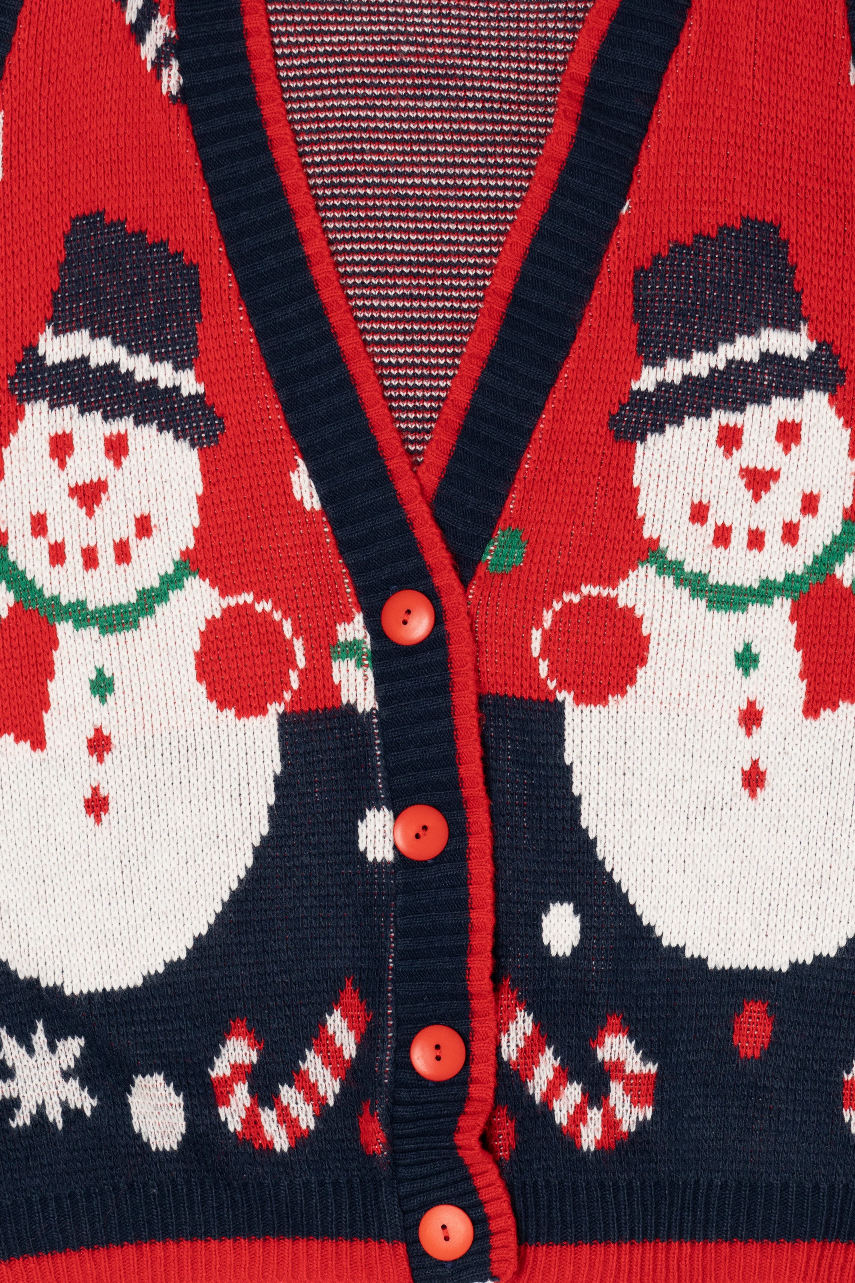 Vintage Navy Blue Cabin Creek Snowmen Ugly Christmas Vest (1990s)